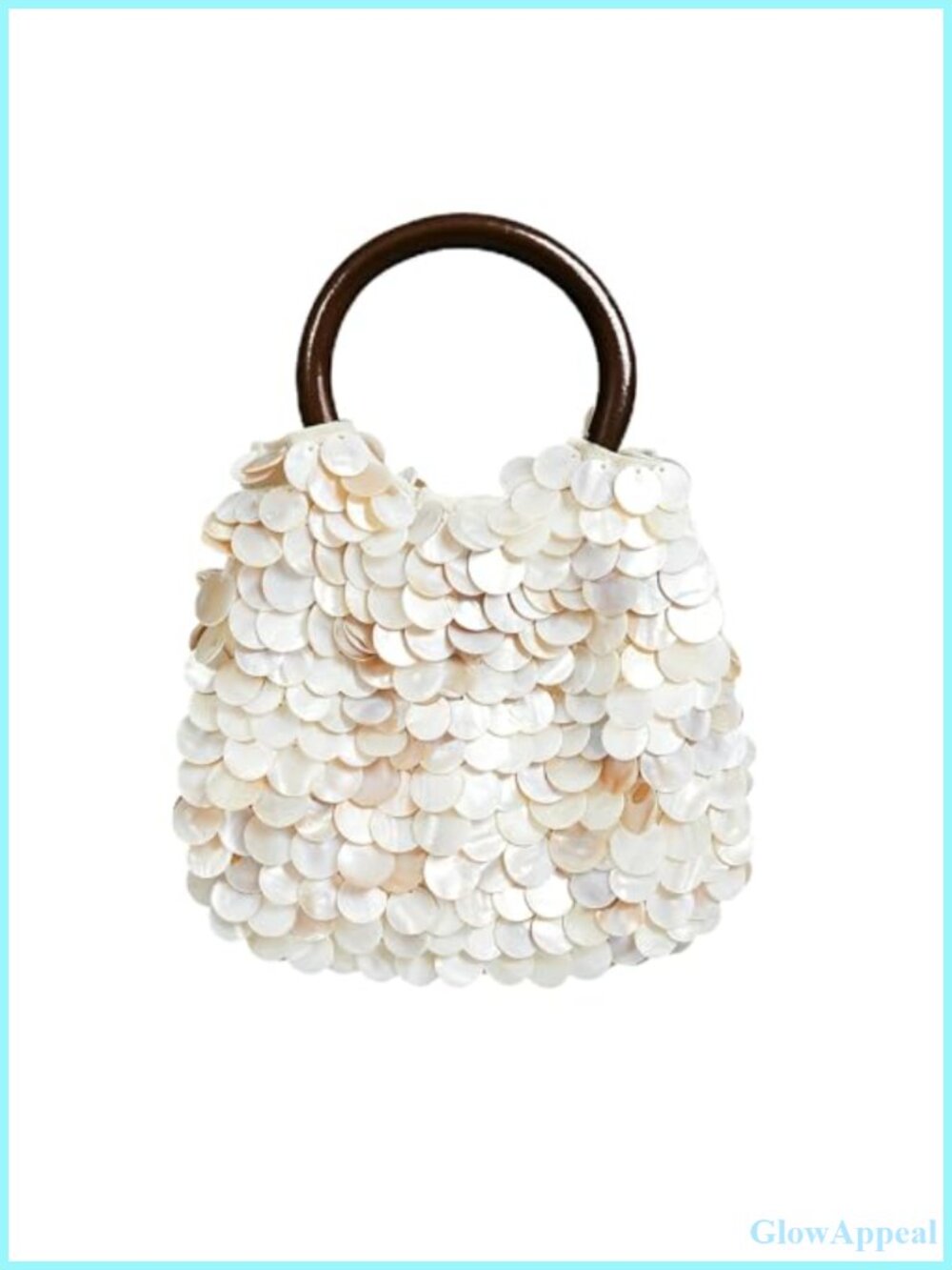 Handmade Shell Clutch Natural Seashell Purse Wooden Handle Beach Bag